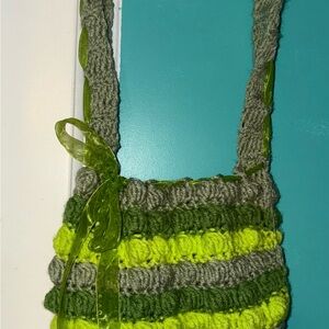 Handcrafted Tri Green Crochet Bag